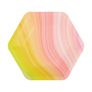 Pink & Yellow Ombre Swirl Hexagon Dessert Plates 8ct | The Party Darling