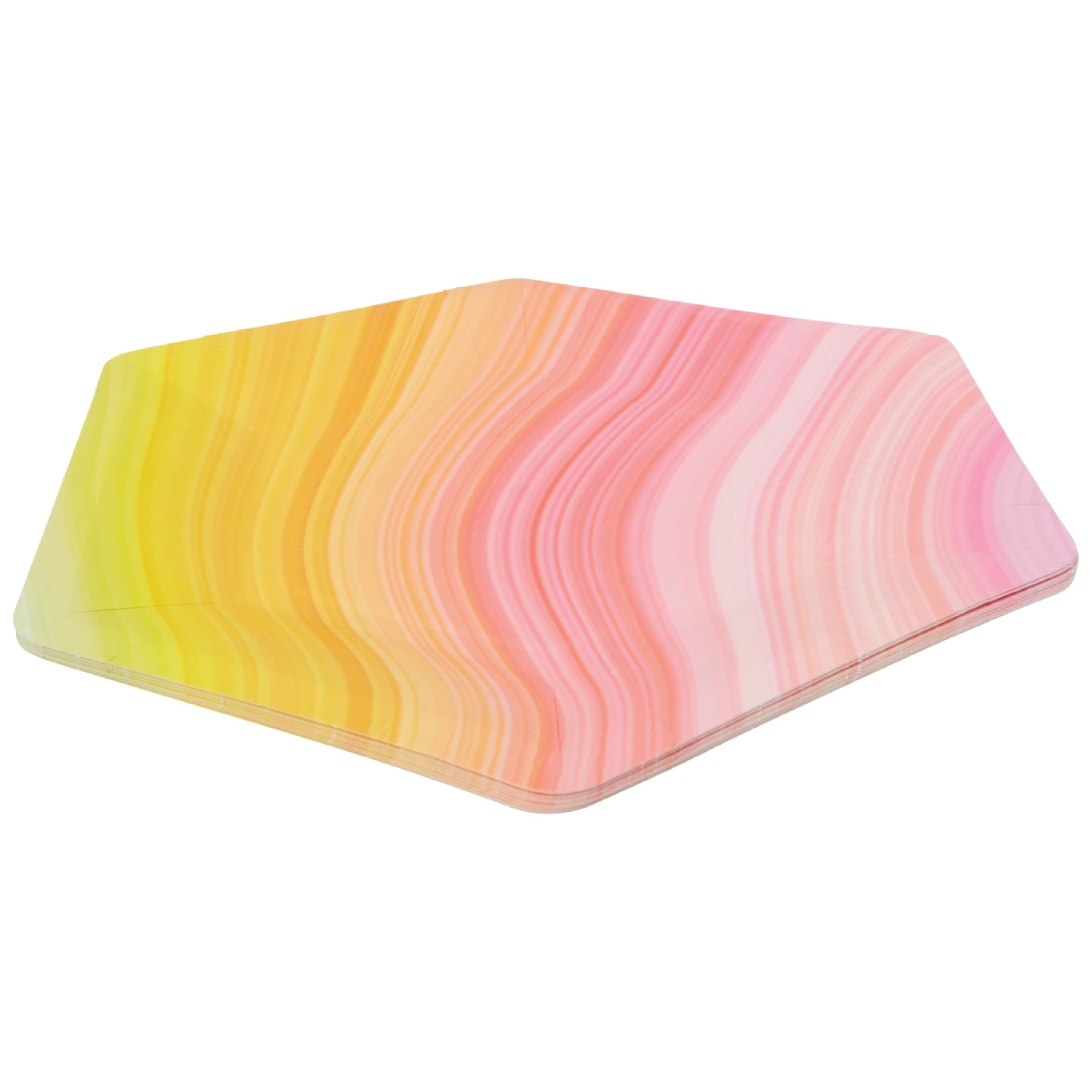 Pink & Yellow Ombre Swirl Hexagon Dinner Plates 8ct | The Party Darling