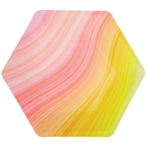Pink & Yellow Ombre Swirl Hexagon Dinner Plates 8ct | The Party Darling