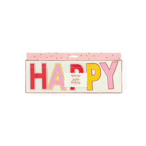 Pink "Happy Birthday" Banner Packaged