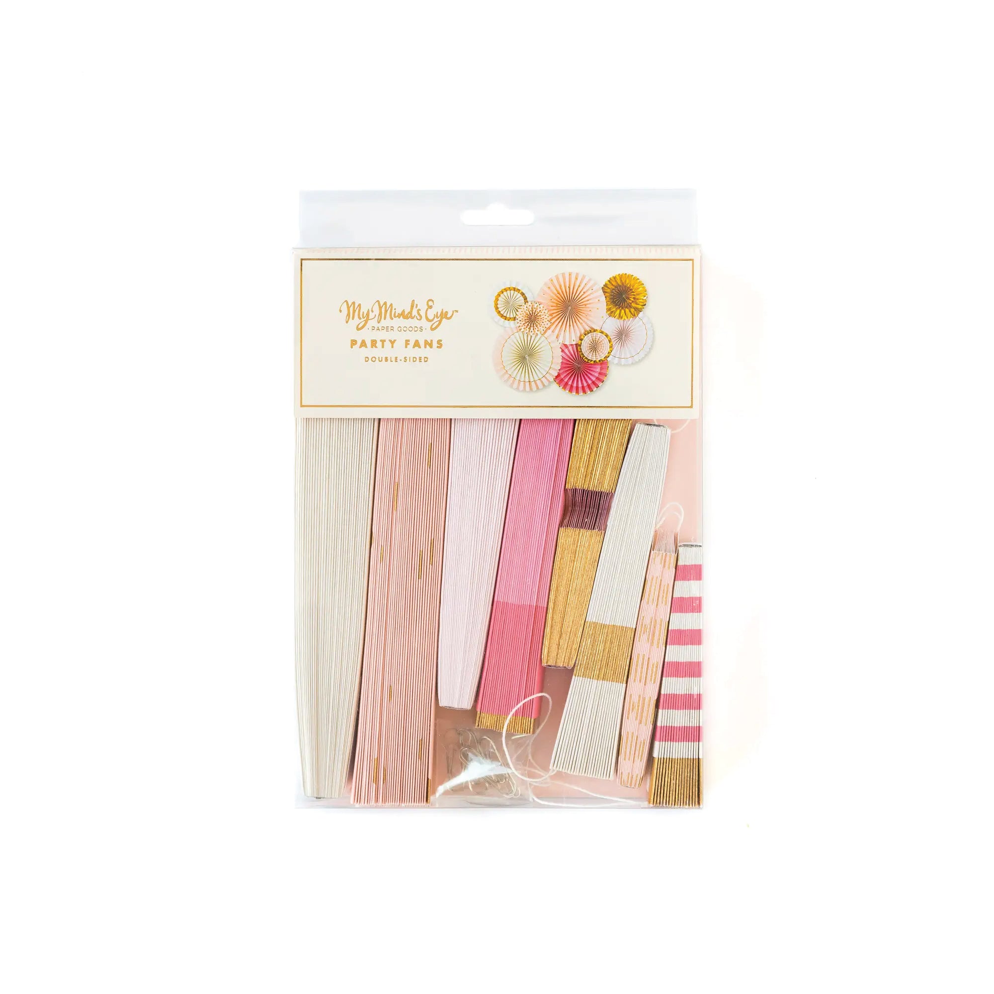 Pink and Metallic Gold Paper Fan Decorations 8ct | The Party Darling
