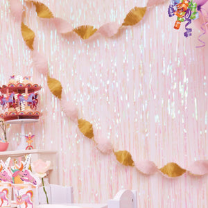 Pink, Gold & White Fringed Crepe Paper Streamer 3ct/ 13ft each Party Set Up