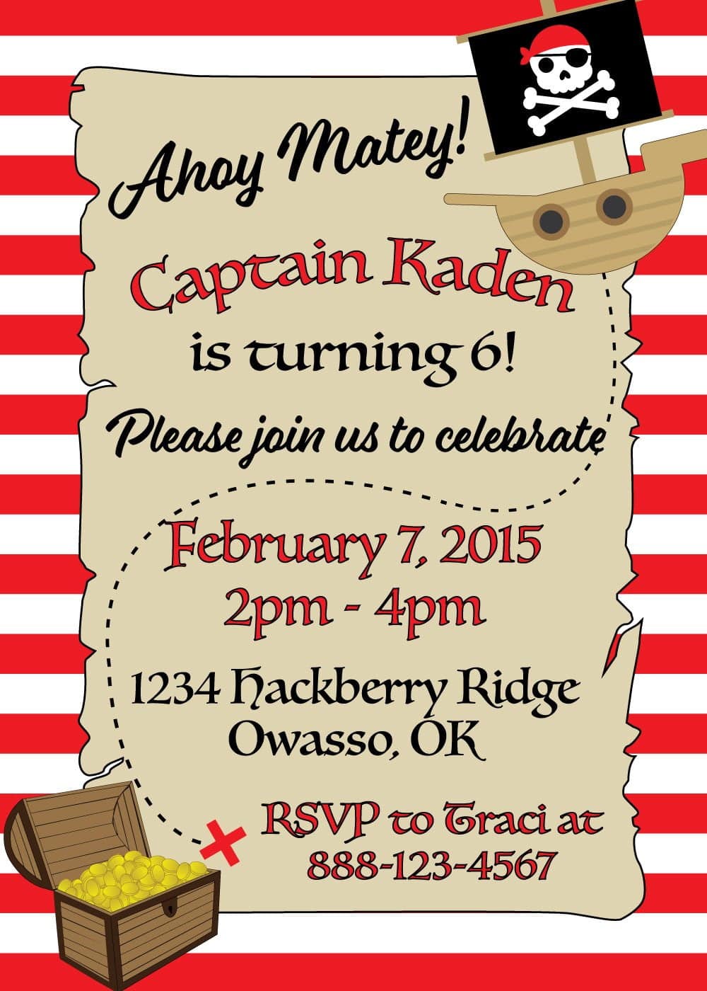 Red Pirate Birthday Party Invitation | The Party Darling