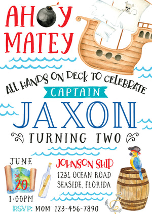 Pirate Birthday Party Invitation Front