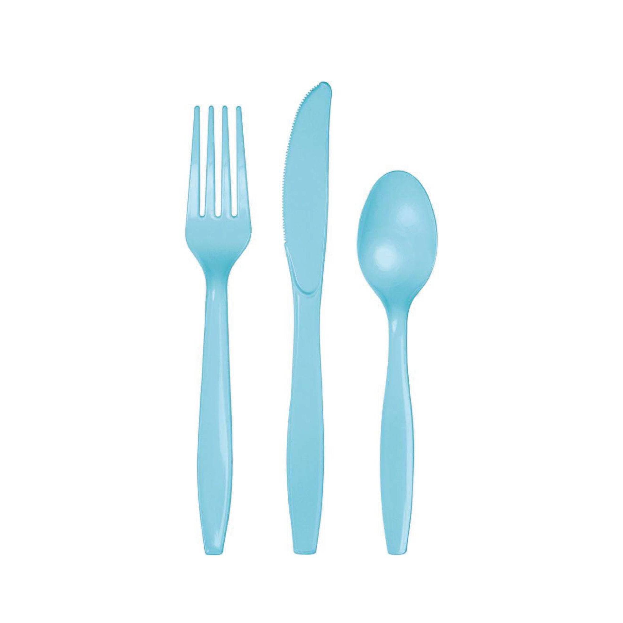 Pastel Light Blue Premium Plastic Cutlery Service for 8 | The Party Darling
