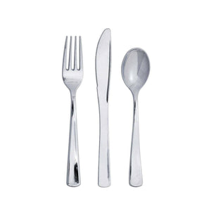 Silver Premium Plastic Cutlery Service for 8 | The Party Darling