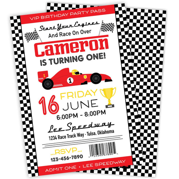 Personalized Race Car Birthday Invitation | The Party Darling