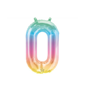 16" Rainbow Ombre Number Balloon 0 | The Party Darling