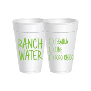 Ranch Water Styrofoam Cups with Lids 10ct | The Party Darling