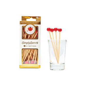 Red Bamboo Ball Party Picks 40ct | The Party Darling