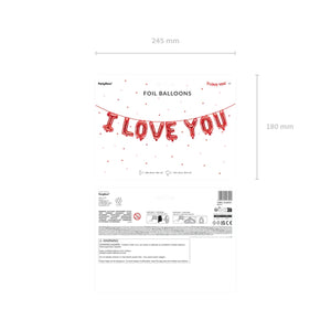 Red I LOVE YOU Letter Balloon Phrase 7ft Packaged