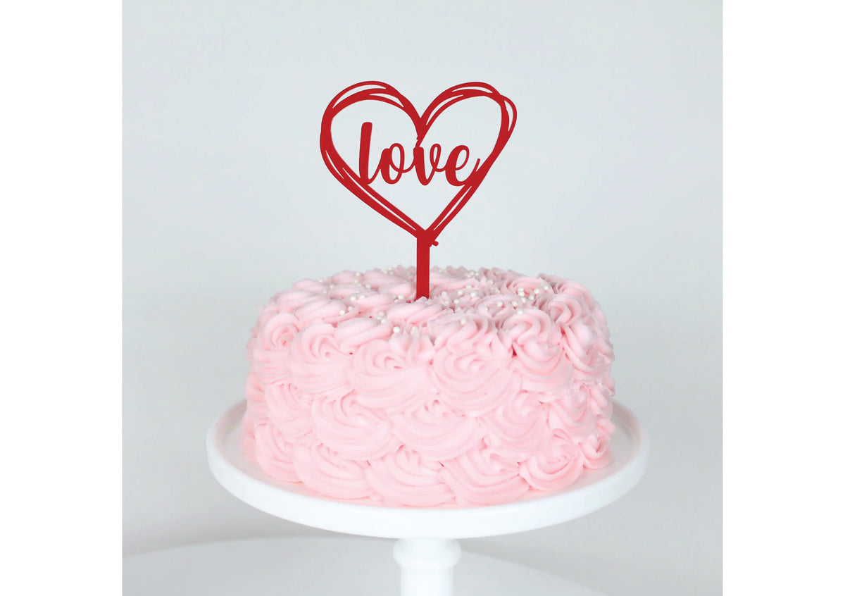 Red Love Cake Topper Cake Display