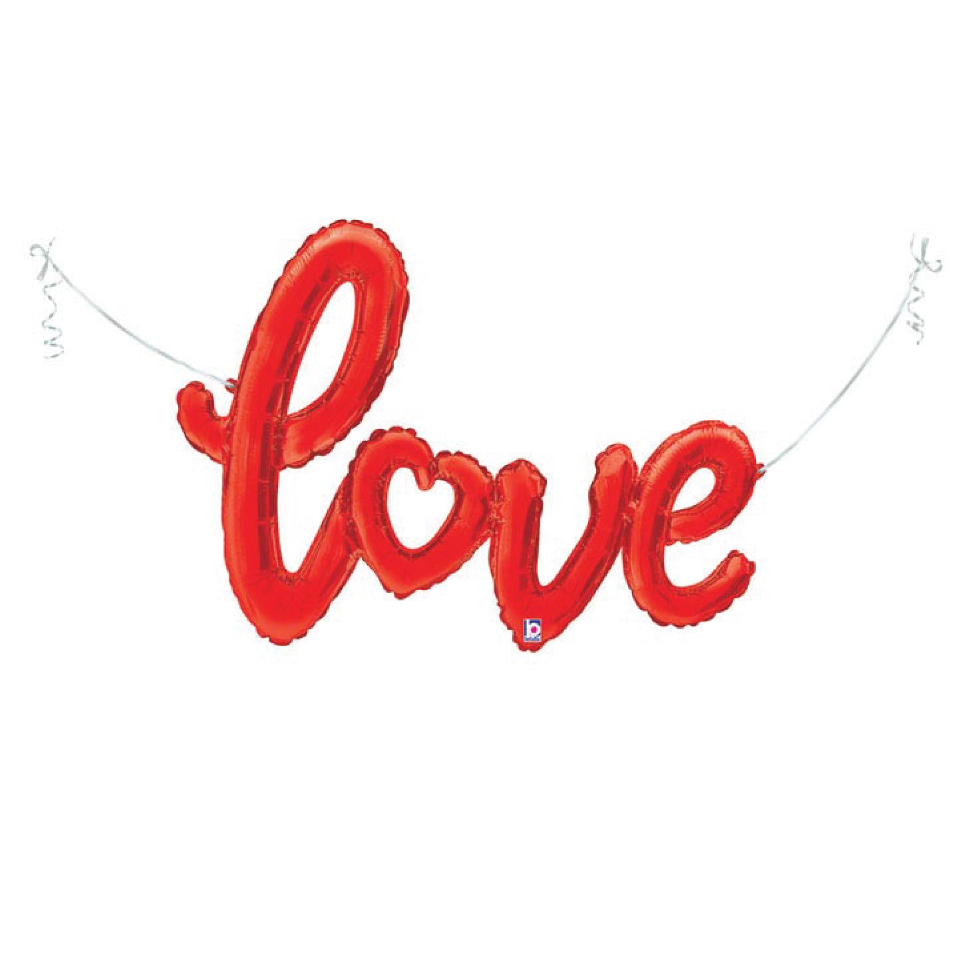 Air-Filled Red Love Cursive Letter Balloon 47in | The Party Darling
