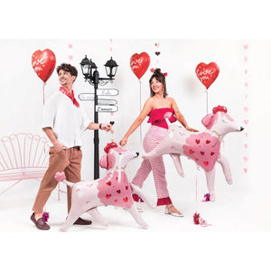 Red Love You Heart Foil Balloon 14in Set Up