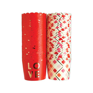 Red Love and Pink Plaid Valentine's Food Cups 50ct Designs