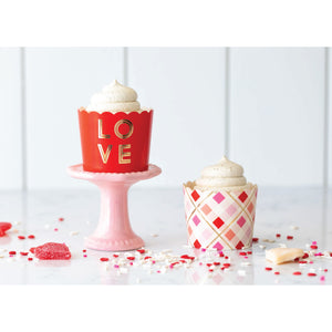 Red Love and Pink Plaid Valentine's Food Cups 50ct Setup