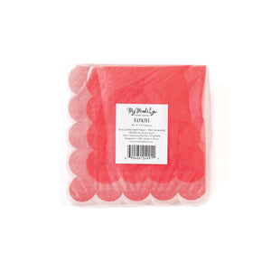 Red & Pink Happy Birthday Scalloped Dessert Napkins 24ct Packaged