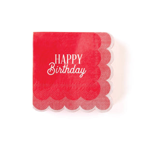 Red & Pink Happy Birthday Scalloped Dessert Napkins 24ct | The Party Darling