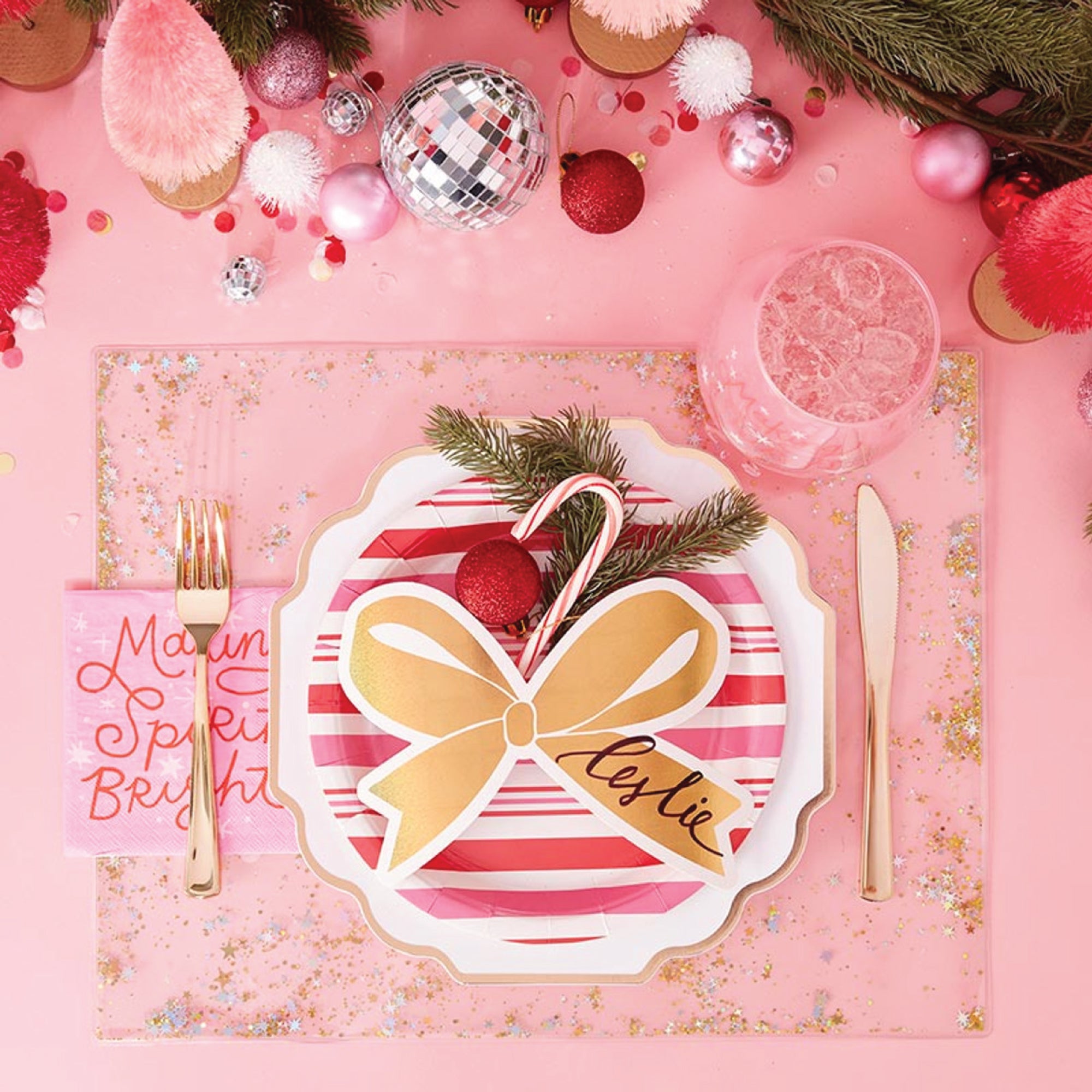 Round Red & Pink Striped Lunch Plates 12ct | The Party Darling