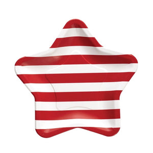 Red & White Striped Star Shaped Lunch Plate 8ct | The Party Darling