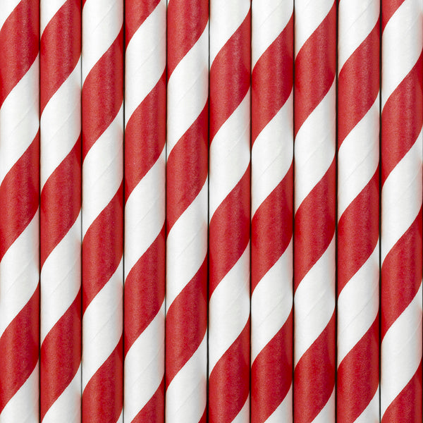 Red Striped Paper Straws 10ct | The Party Darling