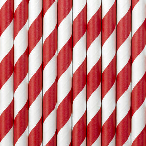 Red Striped Paper Straws 10ct - The Party Darling