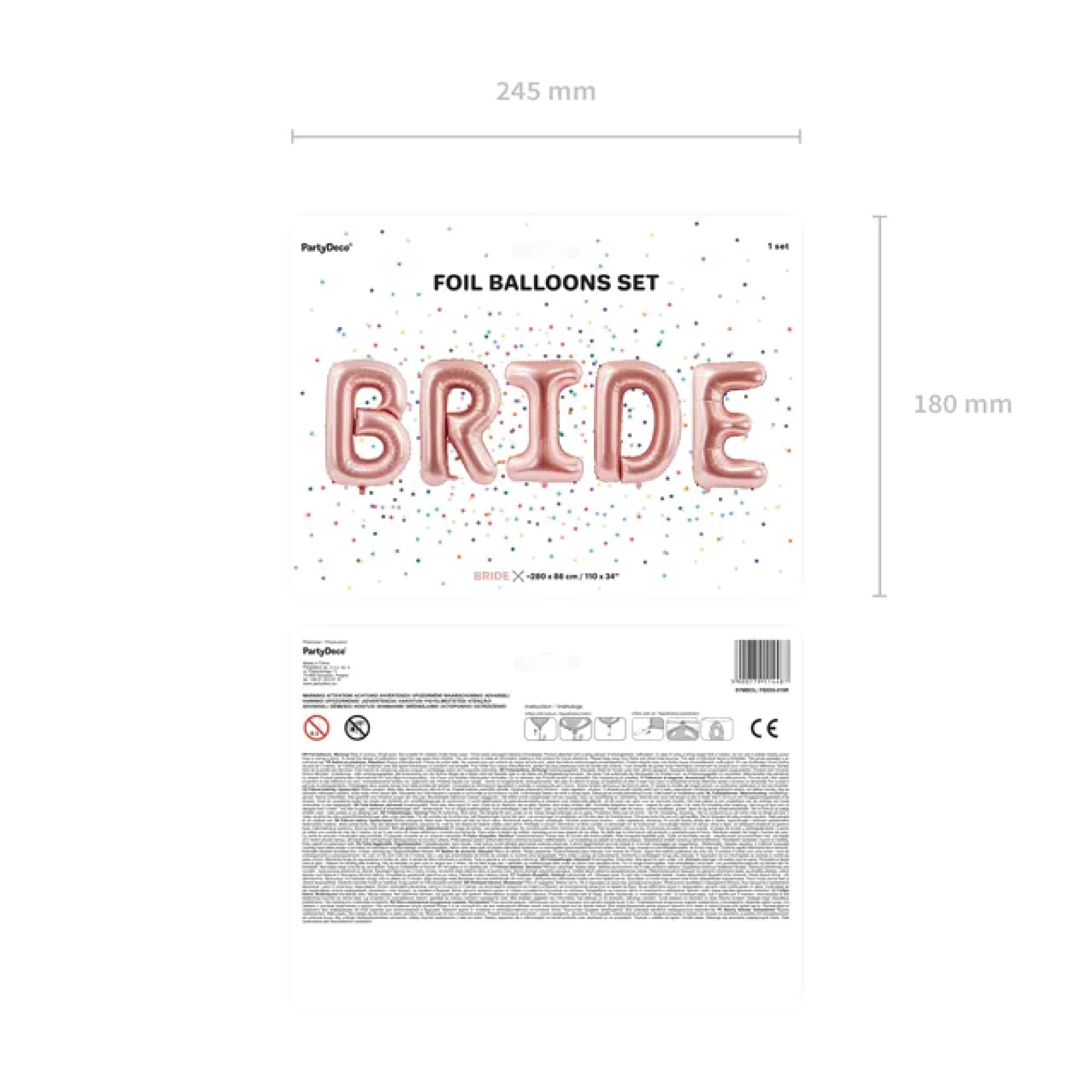 Rose Gold Bride Letter Balloon Kit Packaged