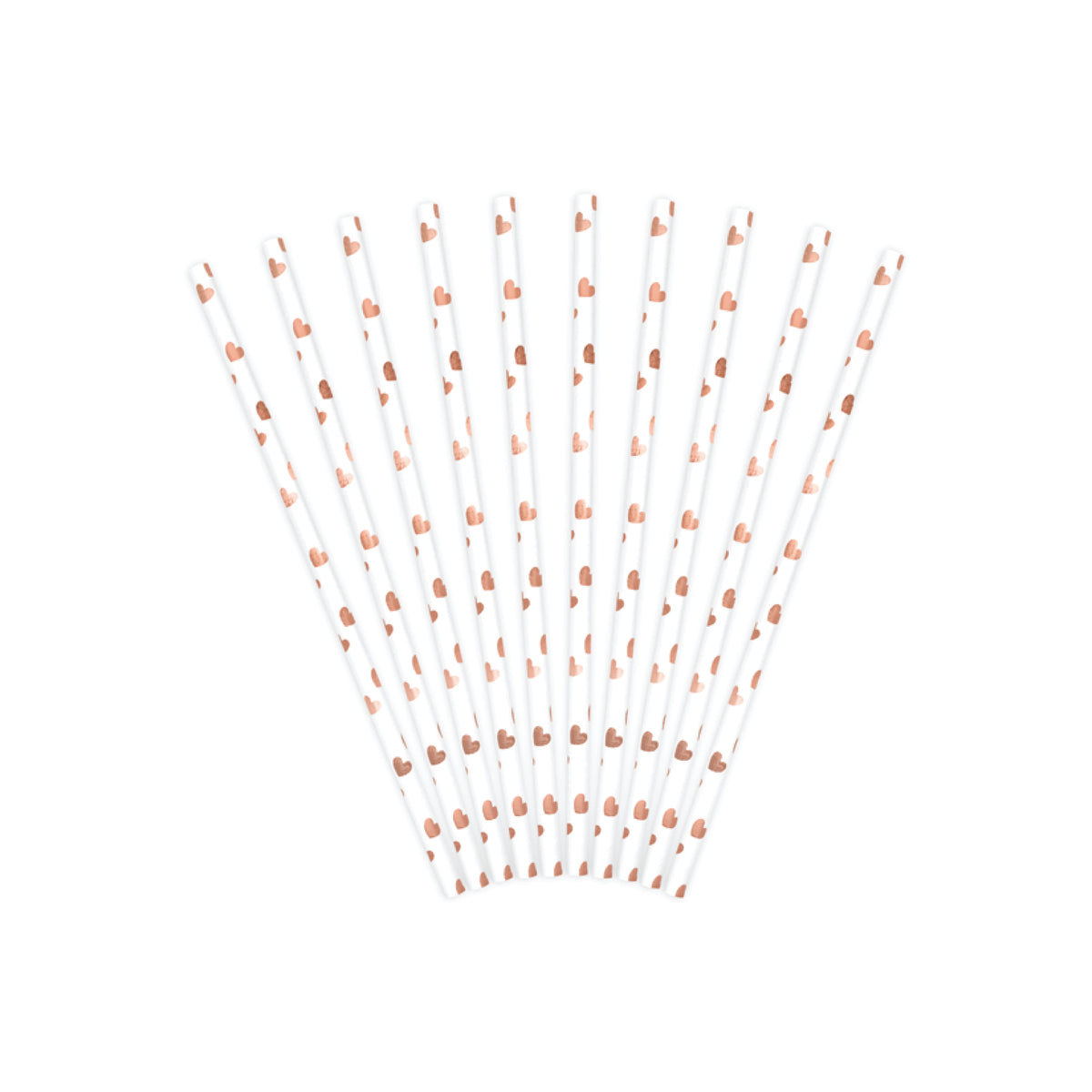Rose Gold Metallic Heart Paper Straws 10ct - The Party Darling