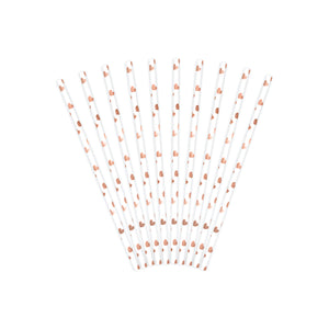 Rose Gold Metallic Heart Paper Straws 10ct - The Party Darling