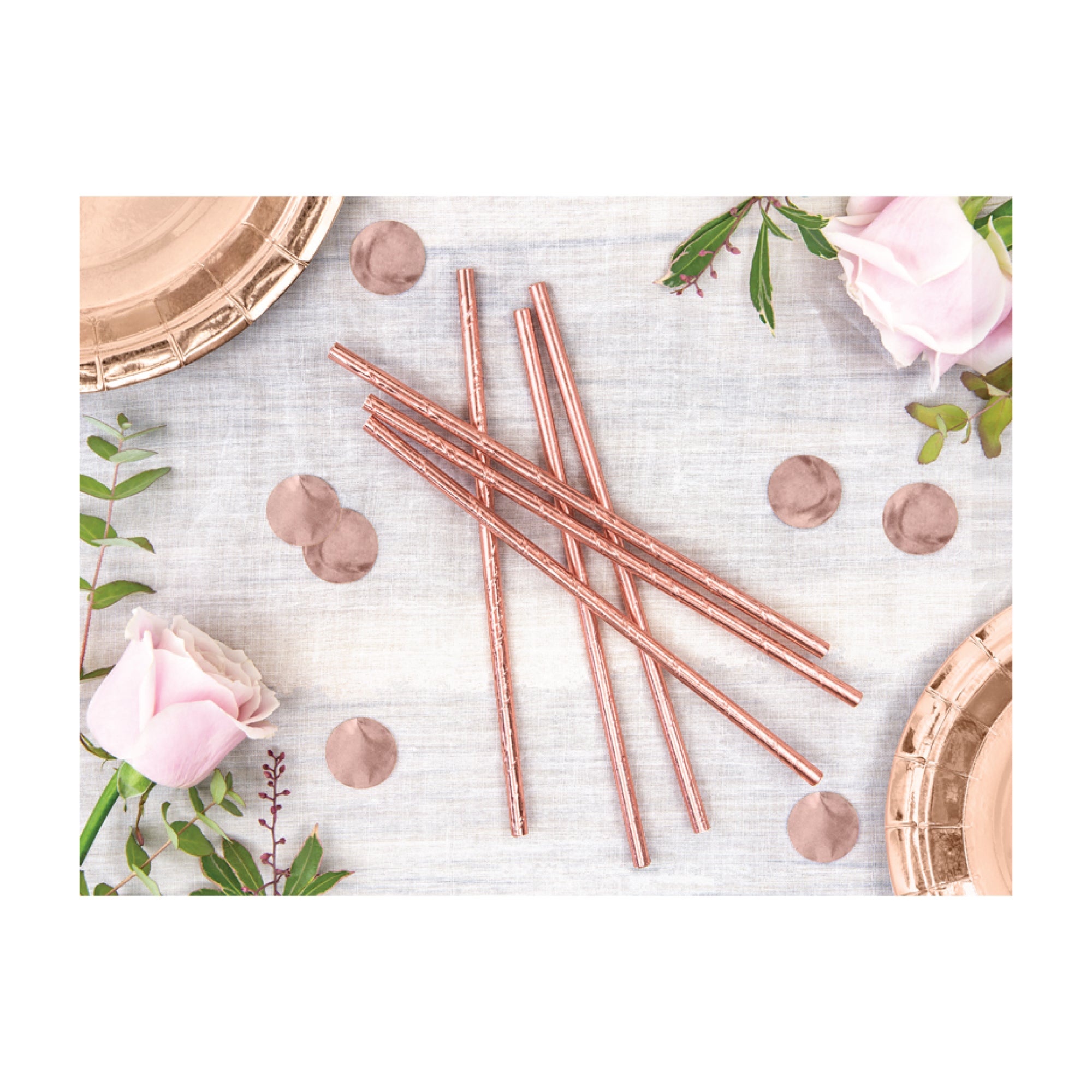 Rose Gold Paper Straws Display