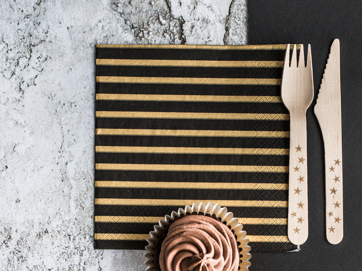 Black & Gold Stripe Napkins 