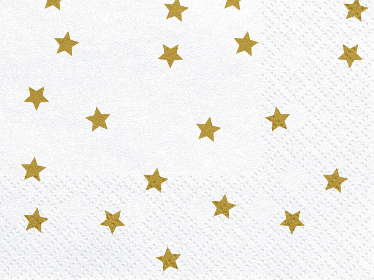 close up of the white and gold star napkins