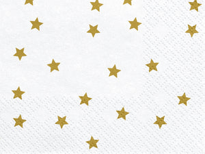 close up of the white and gold star napkins