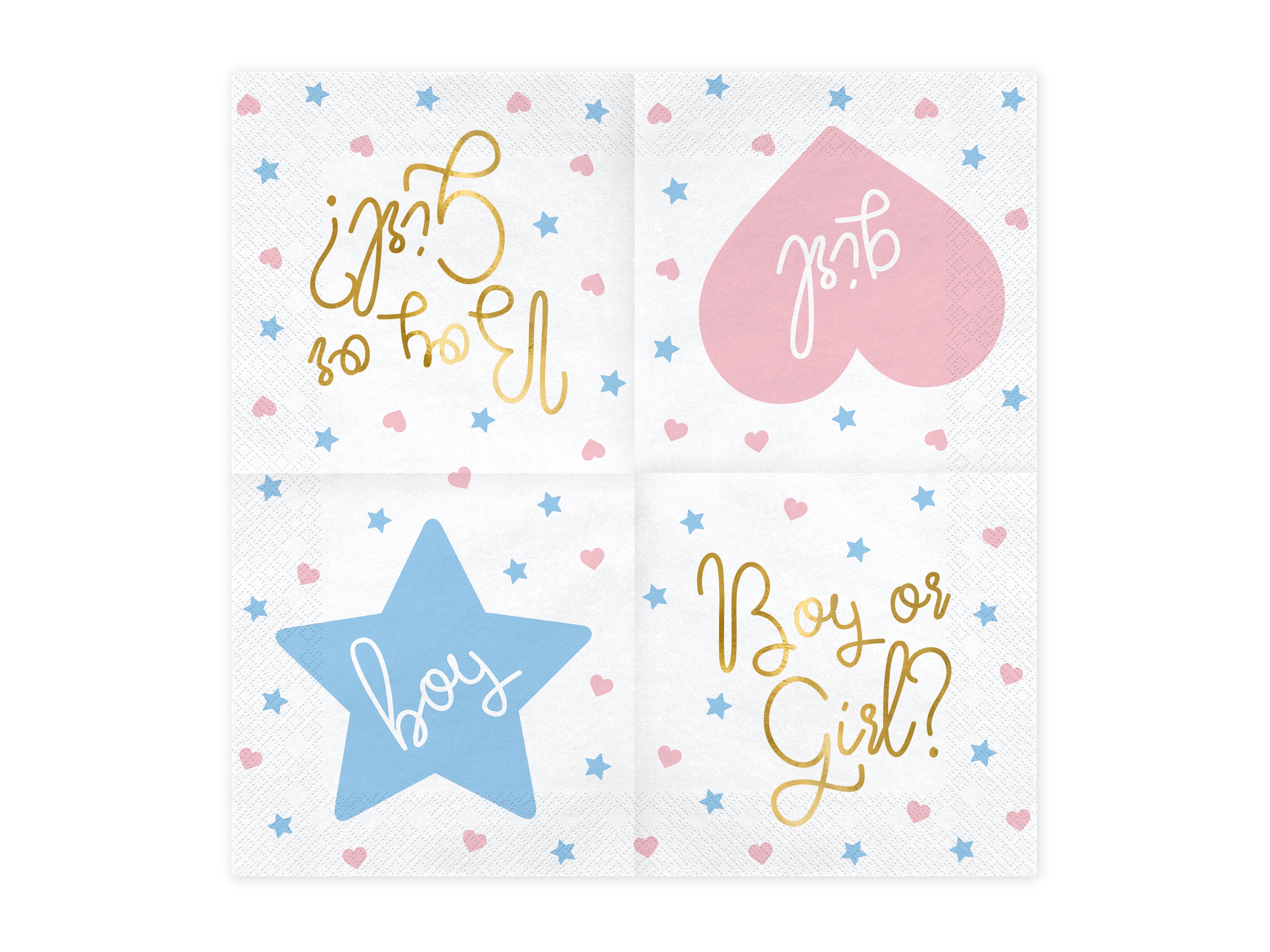 unfolded Boy or Girl Gender Reveal Napkins