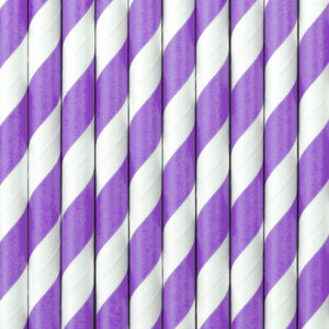 Lilac Striped Paper Straws 10ct Up Close