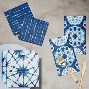 Shibori Blue & White Tie-Dye Guest Towels 16ct Collection