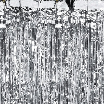 Silver Fringe Curtain Backdrop 3ft