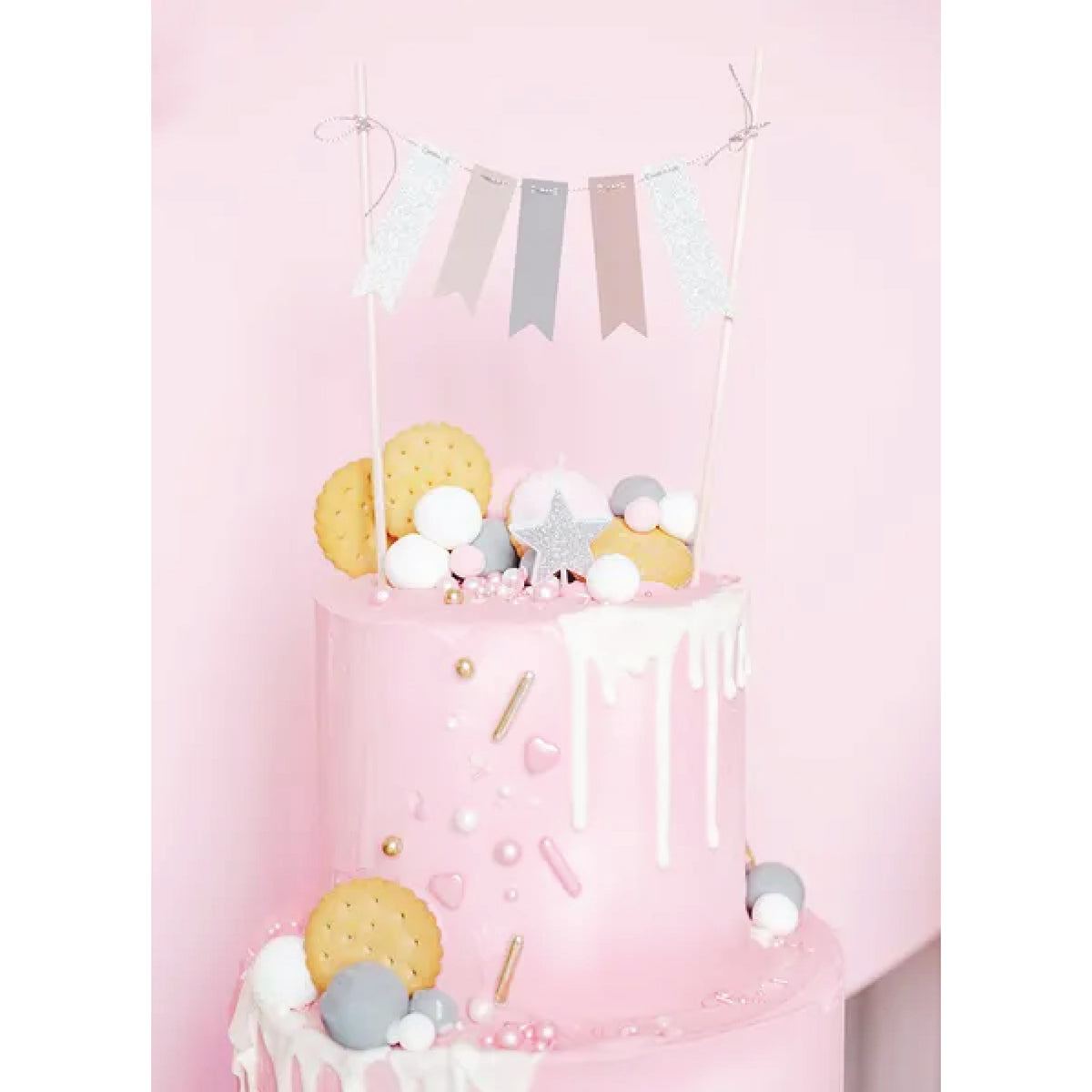 Silver Glitter Star Candles 5ct On Cake