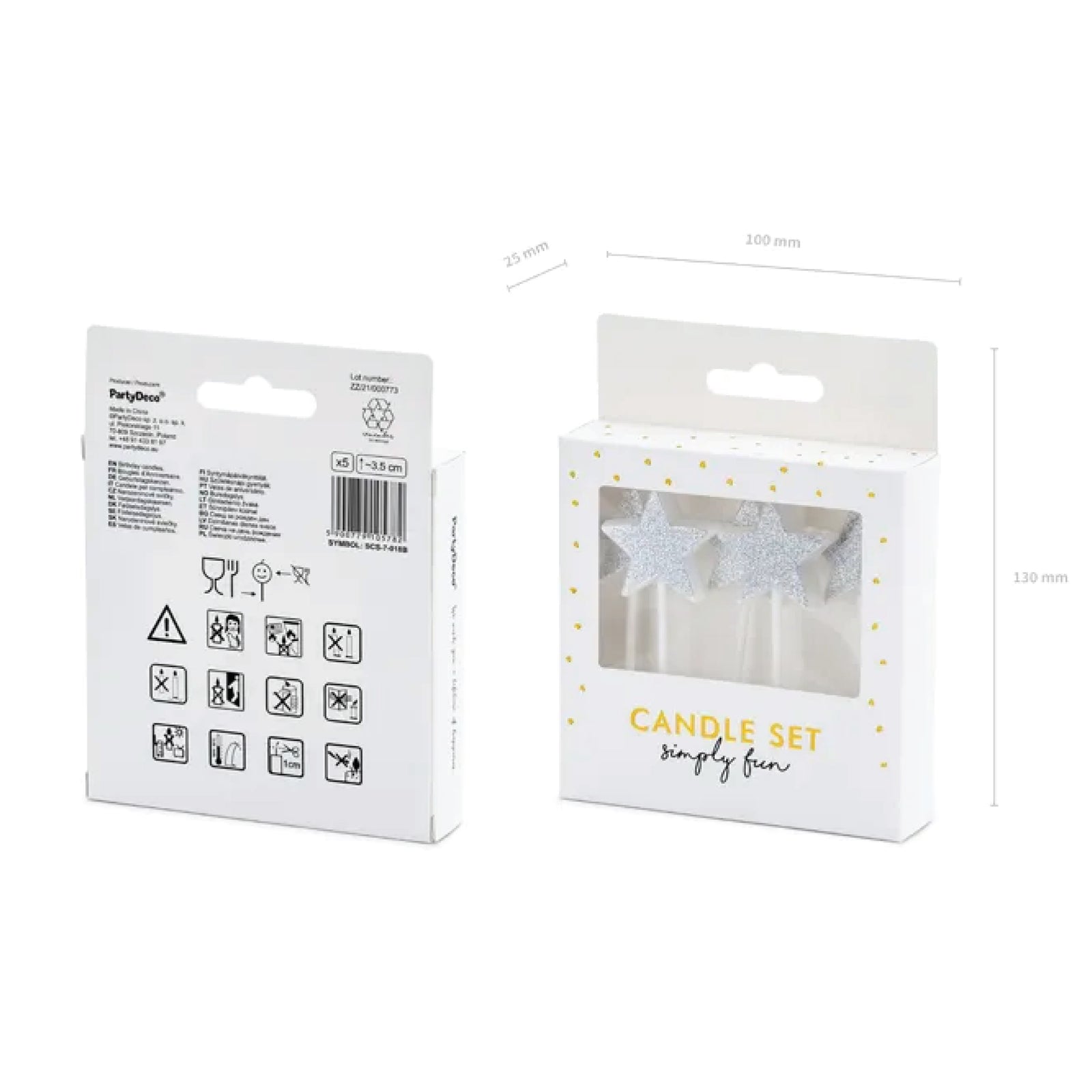 Glitter Silver Star Birthday Candles 5ct | The Party Darling