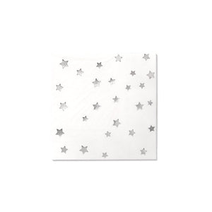 Silver Stars Dessert Napkins 25ct | The Party Darling
