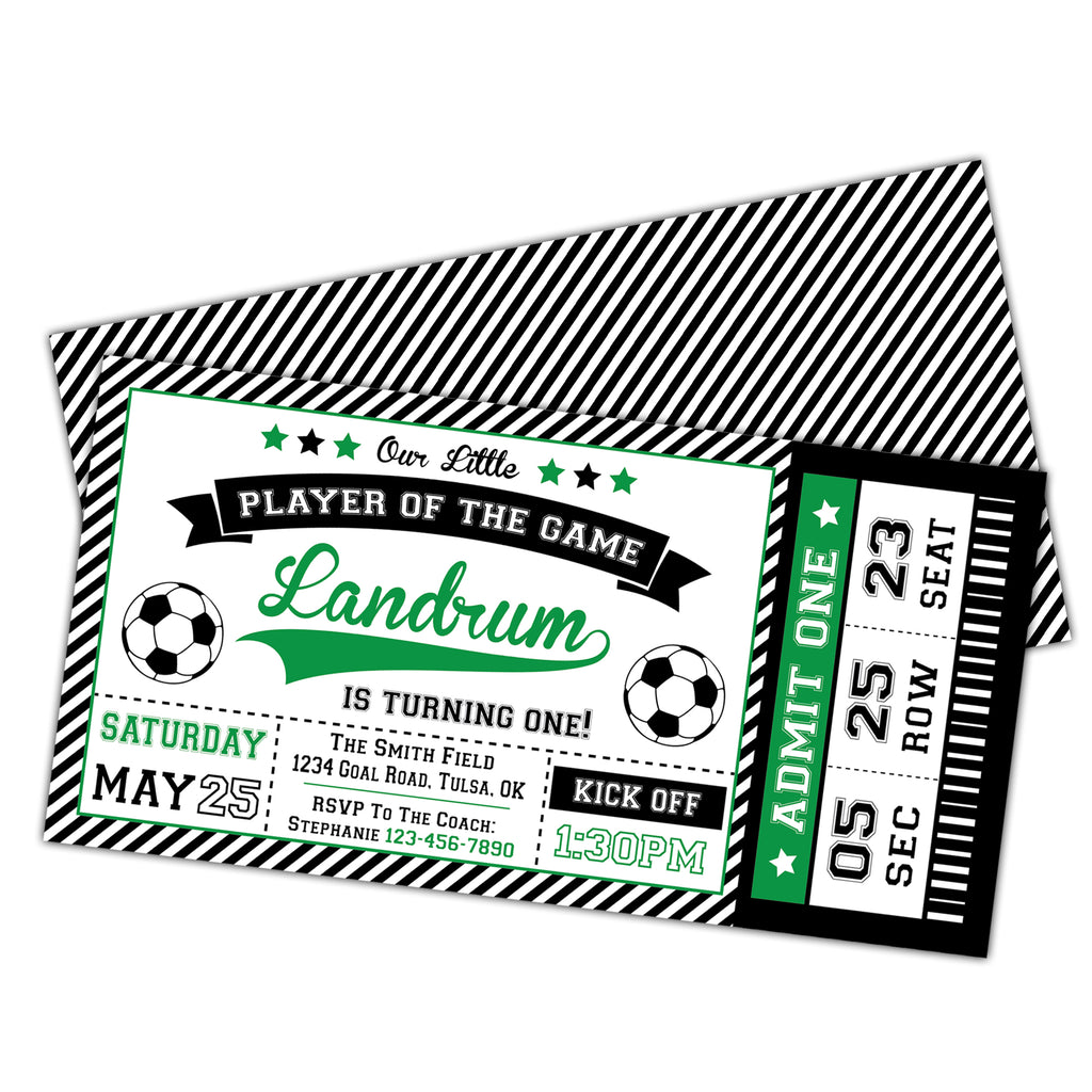 INSTANT DOWNLOAD Football Party Invitations Ticket Style and 