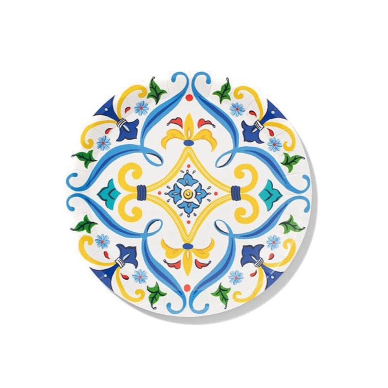 Spanish Yellow &amp; Blue Paper Dessert Plates 10ct | The Party Darling