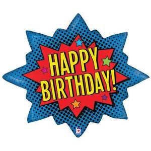 Happy Birthday Superhero Burst Balloon 29in | The Party Darling