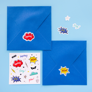 Superhero Stickers on Envelopes