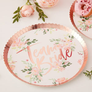 Floral & Rose Gold Team Bride Lunch Plates 8ct - The Party Darling