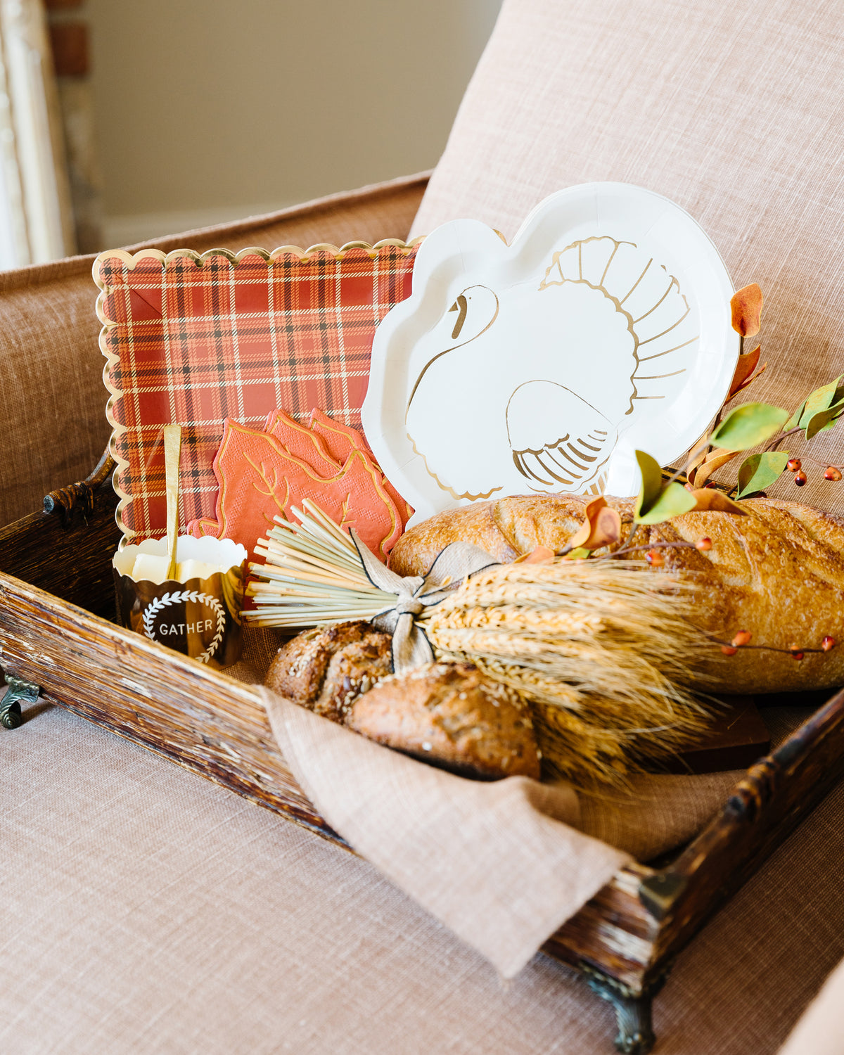 Fall Plaid Scalloped Square Lunch Plates 8ct | The Party Darling