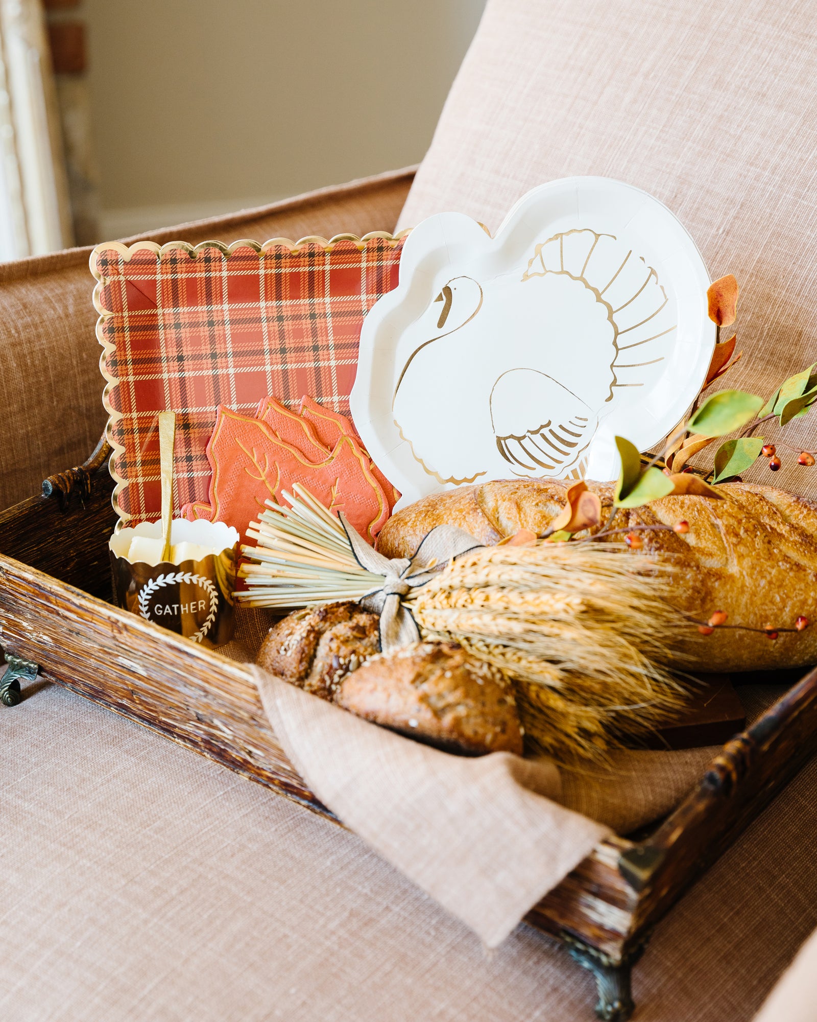 Fall Plaid Scalloped Square Plates 8ct | The Party Darling