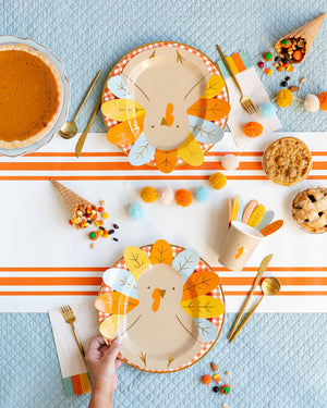 Rust Orange Striped Paper Table Runner | The Party Darling