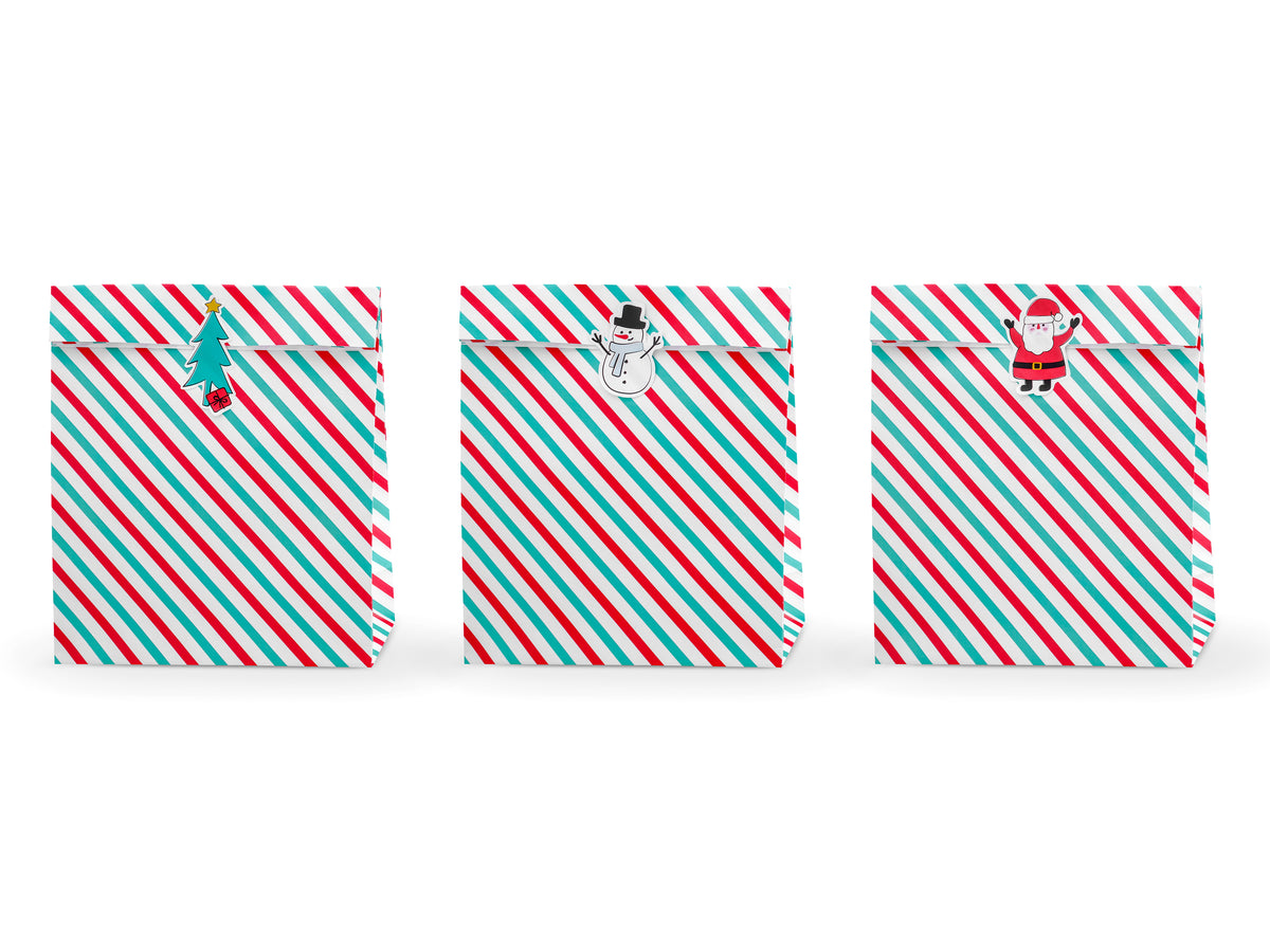 Red &amp; Green Stripe Favor Bags
