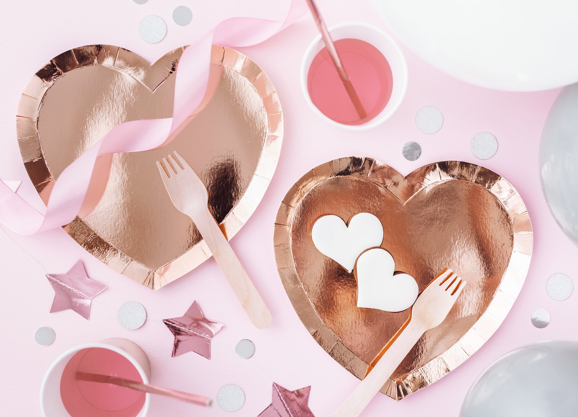 Metallic Rose Gold Heart Dessert Plates | The Party Darling